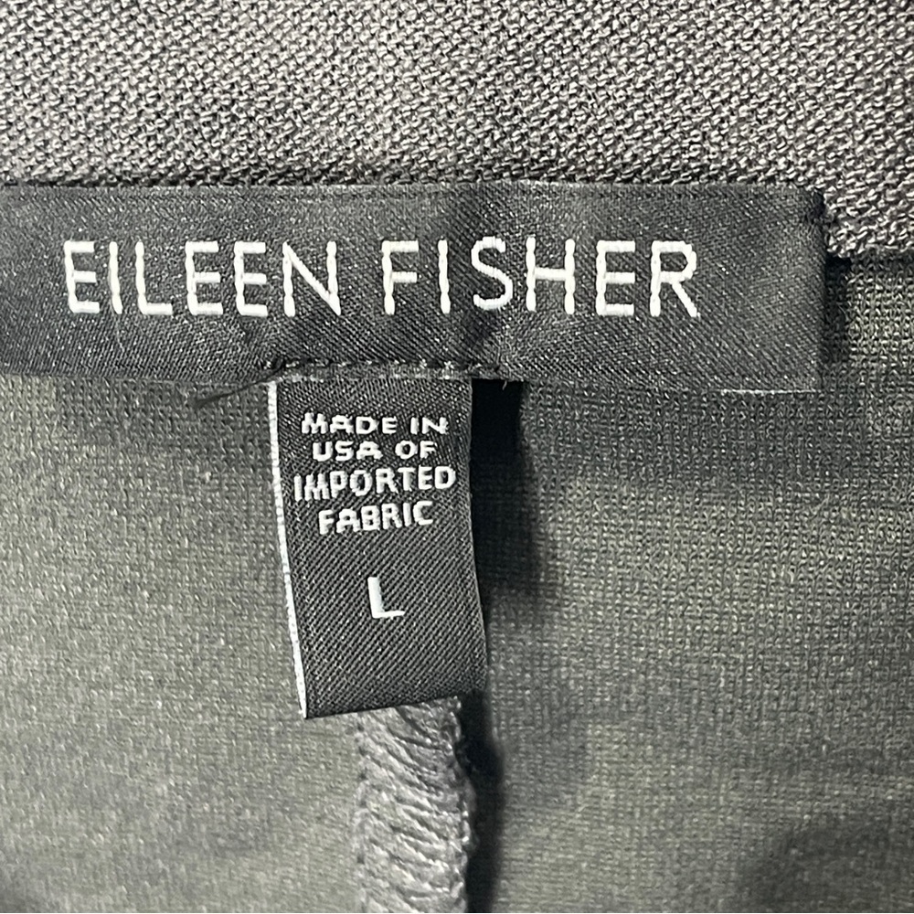 Eileen Fisher Crepe Knit Mandarin Collar Gray Two-Way Zipper Longline Jacket - Picture 3 of 8